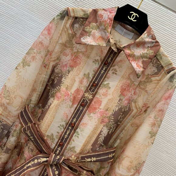 Zimmermann Floral Print Long Sleeve Silk Satin Dress NWT - Picture 3 of 9